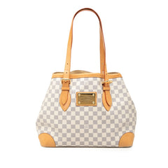 ルイ ヴィトン ダミエ アズール ハムステッドMM ショルダーバッグ トートバッグ N51206 ホワイト PVC レザー レディース LOUIS VUITTON 【中古】