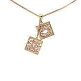 シャネル ココマーク No.5 プレート チェーン ネックレス ペンダント 02P ゴールド メッキ ラインストーン レディース CHANEL 中古