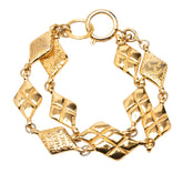 シャネル ロゴ マトラッセ ブレスレット ダブルチェーン ゴールド メッキ レディース CHANEL 【中古】