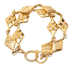 シャネル ロゴ マトラッセ ブレスレット ダブルチェーン ゴールド メッキ レディース CHANEL 【中古】