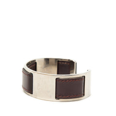 エルメス バングル シルバー パープル メタル レザー レディース HERMES 【中古】