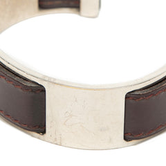エルメス バングル シルバー パープル メタル レザー レディース HERMES 【中古】