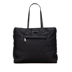 プラダ 三角ロゴプレート トートバッグ 1BG421 ブラック ナイロン レザー レディース PRADA 【中古】