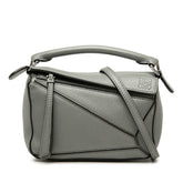 ロエベ パズルバッグ ミニ ハンドバッグ ショルダーバッグ 2WAY グレー レザー レディース LOEWE 【中古】