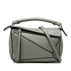 ロエベ パズルバッグ ミニ ハンドバッグ ショルダーバッグ 2WAY グレー レザー レディース LOEWE 【中古】
