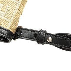フェンディ フラット バゲット ミディアム ショルダーバッグ 7VA524 ブラック ベージュ レザー キャンバス レディース FENDI 【中古】