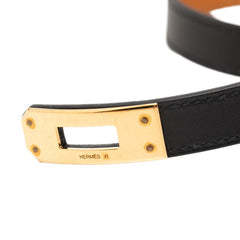 エルメス ケリー ドゥブルトゥール ブレスレット ブラック レザー メッキ レディース HERMES 【中古】