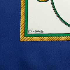 エルメス カレ90 Les Voitures a Transformation 折りたたみ式幌の馬車 スカーフ 大判 ブルー系 マルチカラー シルク レディース HERMES 中古