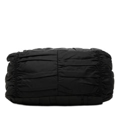 プラダ ギャザー ロゴ トートバッグ ショルダーバッグ 2WAY BN2346 ブラック ナイロン レザー レディース PRADA 【中古】