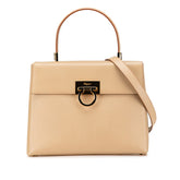 サルヴァトーレフェラガモ ガンチーニ トップハンドル ハンドバッグ ショルダーバッグ 2WAY AF-21 0290 ベージュ レザー レディース Salvatore Ferragamo 【中古】