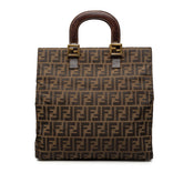 フェンディ ズッカ ショルダーバッグ ブラウン キャンバス レザー レディース FENDI 【中古】