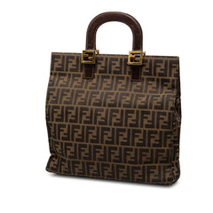 フェンディ ズッカ ショルダーバッグ ブラウン キャンバス レザー レディース FENDI 中古