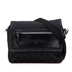 グッチ GGキャンバス 斜め掛け ショルダーバッグ 28562 ブラック キャンバス レザー レディース GUCCI 【中古】