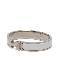 エルメス クリックH PM ブレスレット バングル シルバー ホワイト メタル エナメル レディース HERMES 【中古】