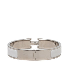エルメス クリックH PM ブレスレット バングル シルバー ホワイト メタル エナメル レディース HERMES 【中古】