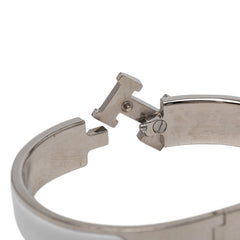 エルメス クリックH PM ブレスレット バングル シルバー ホワイト メタル エナメル レディース HERMES 【中古】
