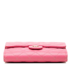 シャネル マトラッセ ココマーク チェーン ウォレット ショルダーバッグ ピンク キャビアスキン レディース CHANEL 中古