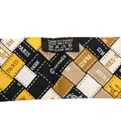 エルメス ツイリー ボルデュック Bolduc スカーフ イエロー ブラック ベージュ系 シルク レディース HERMES 中古