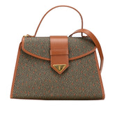 サンローラン ロゴ ハンドバッグ ショルダーバッグ 2WAY カーキグリーン ブラウン レザー レディース SAINT LAURENT 【中古】