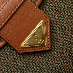 サンローラン ロゴ ハンドバッグ ショルダーバッグ 2WAY カーキグリーン ブラウン レザー レディース SAINT LAURENT 【中古】