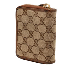 グッチ GGキャンバス 二つ折り財布 346056 ベージュ ブラウン キャンバス レザー レディース GUCCI 【中古】
