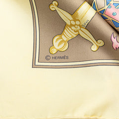 エルメス カレ90 LE TAROT タロットカード スカーフ イエロー ピンク マルチカラー シルク レディース HERMES 【中古】