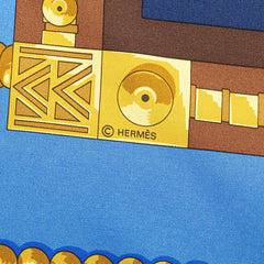 エルメス カレ90 CUILLERS D'AFRIQUE アフリカのスプーン スカーフ ブルー マルチカラー シルク レディース HERMES 【中古】