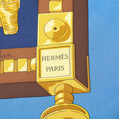 エルメス カレ90 CUILLERS D'AFRIQUE アフリカのスプーン スカーフ ブルー マルチカラー シルク レディース HERMES 【中古】