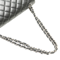 シャネル マトラッセ ダブルフラップ ココマーク チェーン ショルダーバッグ ブラック キャビアスキン レディース CHANEL 【中古】