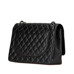 シャネル マトラッセ ダブルフラップ ココマーク チェーン ショルダーバッグ ブラック キャビアスキン レディース CHANEL 【中古】