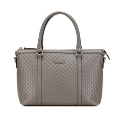 グッチ マイクロ グッチシマ ショルダーバッグ トートバッグ 449656 グレー レザー レディース GUCCI 【中古】