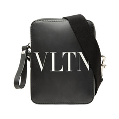 ヴァレンチノ ガラヴァーニ VLTNロゴ 斜め掛け ショルダーバッグ ブラック レザー レディース Valentino 【中古】