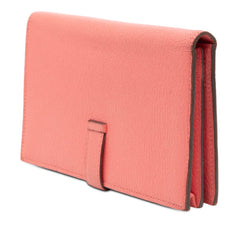 エルメス ベアン スフレ 長財布 ピンク系 フラミンゴ シルバー金具 シェーブル レザー レディース HERMES 中古