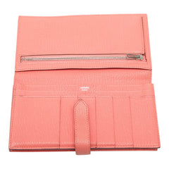 エルメス ベアン スフレ 長財布 ピンク系 フラミンゴ シルバー金具 シェーブル レザー レディース HERMES 中古