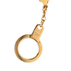 ルイ ヴィトン モノグラム ビジューサック シェンヌ ブルーミング フラワー キーホルダー キーリング チャーム M63086 ゴールド ブラウン ピッグ メッキ レザー レディース LOUIS VUITTON 【中古】