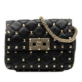 ヴァレンチノ ガラヴァーニ チェーン ショルダーバッグ ポシェット ブラック レザー レディース Valentino 中古
