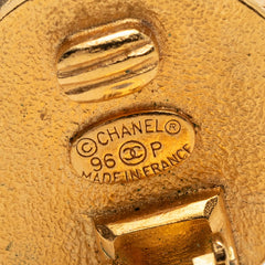 シャネル ココマーク ヴィンテージ ラウンド丸形 イヤリング 96P ブラック ゴールド メッキ レディース CHANEL 【中古】