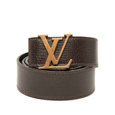 ルイ ヴィトン ユタ サンチュール LVイニシャル ベルト サイズ 85/34 M6902 ブラウン レザー メンズ LOUIS VUITTON 中古