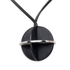 エルメス カレンカ 天文星座 ネックレス ブラック シルバー レザー メタル レディース HERMES 【中古】