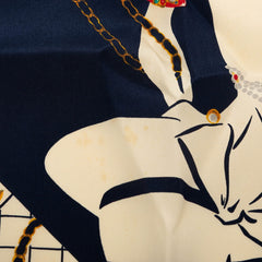 シャネル ココマーク マドモアゼル マトラッセ柄 スカーフ 大判 ネイビー系 マルチカラー シルク レディース CHANEL 【中古】