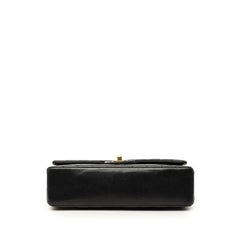 シャネル シェブロン Vステッチ ココマーク Wフラップ チェーン ショルダーバッグ ブラック ラムスキン レディース CHANEL 中古