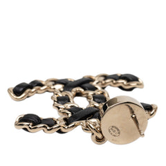 シャネル ココマーク ピアス ゴールド ブラック メッキ レザー レディース CHANEL 【中古】