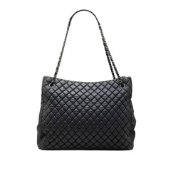 シャネル マトラッセ キルティング チェーン トートバッグ ショルダーバッグ ネイビー シルバー レザー レディース CHANEL 中古