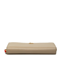 グッチ ダブルG ジップアラウンドウォレット 長財布 456117 ベージュ レッド レザー レディース GUCCI 【中古】