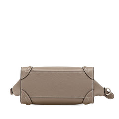 セリーヌ ラゲージ ナノショッパー ハンドバッグ ショルダーバッグ 2WAY グレージュ レザー レディース CELINE 【中古】