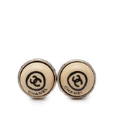 シャネル ココマーク ラウンド ピアス 00T シルバー ベージュ メタル レディース CHANEL 【中古】