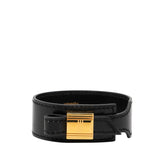 エルメス アルテミス ブレスレット ブラック ゴールド レザー メッキ レディース HERMES 【中古】