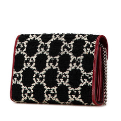 グッチ GG ディオニュソス チェーン ショルダーウォレット 401231 ブラック レッド ツイード レザー レディース GUCCI 中古