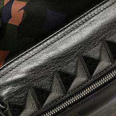 エム シー エム カモフラ 迷彩 リュック バッグパック カーキグリーン ブラック ナイロン レザー レディース MCM 【中古】