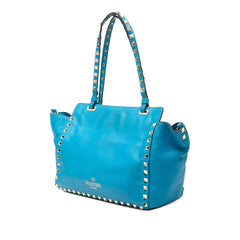ヴァレンティノ ロックスタッズ ハンドバッグ ショルダーバッグ 2WAY ライトブルー レザー レディース VALENTINO 【中古】